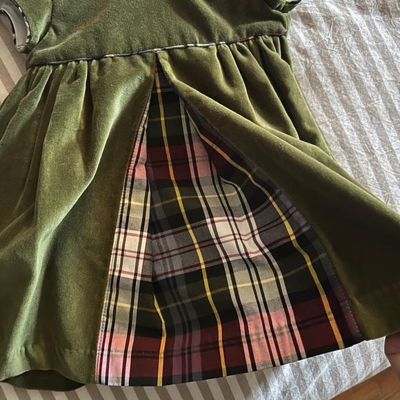 Darling green velvet dress with plaid size 6 months. NEW - Picture 5 of 5
